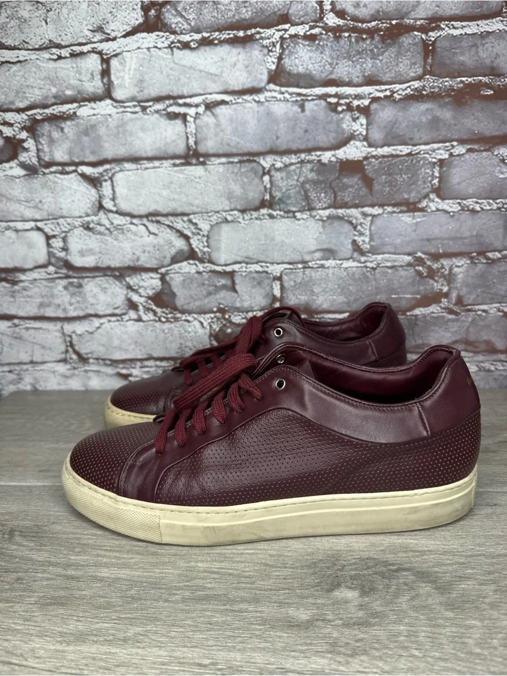 Paul Smith Basso Bordo Burgundy Embossed Leather Low Top Sneakers men sz 41EU/8M